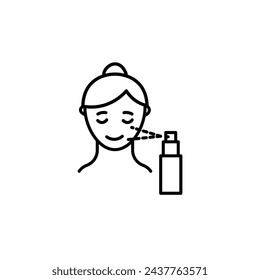 Spray on Face Isolated Line Icon Style Design. Simple Vector illustration