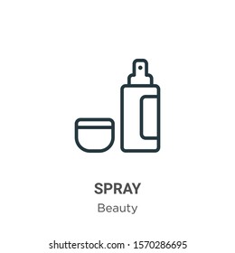 Spray outline vector icon. Thin line black spray icon, flat vector simple element illustration from editable beauty concept isolated on white background