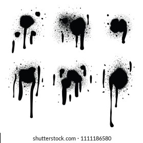 Spray Paint Abstract Vector Elements Isolated On White Background. Lines And Drips Set. Street Style. 
