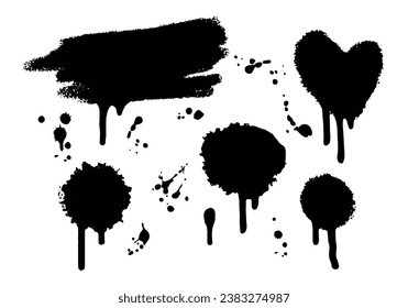 Spray Paint Abstract Vector Elements. Graffiti Style Background. Ink Splatters Street Style.