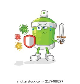 the spray paint against viruses cartoon. cartoon mascot vector