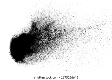 Textura granulada preta isolada no fundo branco. Sobreposição de poeira. Grânulos de ruído escuro. Imagem gerada digitalmente. Elementos de design vetorial. Ilustração, Eps 10.