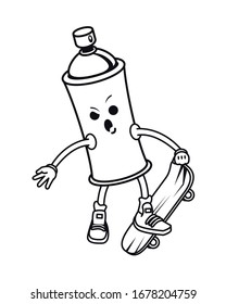 spray paint bottle in skateboard comic character vector illustration design