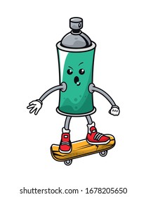 spray paint bottle in skateboard comic character vector illustration design