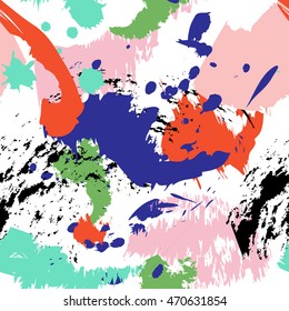 spray paint, Brush stroke seamless pattern. Summer, spring bright texture for fabric, prints, cloth. Chaotic free hand composition