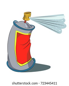 Spray paint can cartoon image. Artistic freehand drawing.