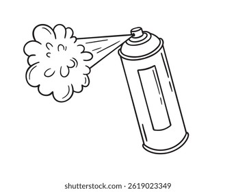 spray paint can doodle hand drawn icon. Outline drawing spray paint can line clipart symbol. Vector illustration