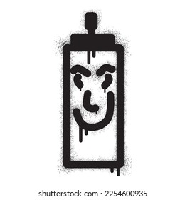 Spray paint can emoticon graffiti with black spray paint. Vector illustration
