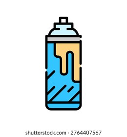 Spray Paint Can Icon Professional UI Symbol for Graffiti Art Supplies, Automotive Refinishing and DIY Home Improvement. It represents pressurized pigment coating, aerosol enamel, and industrial surface finishing. Ideal for creative software dashboards, hardware store e commerce, and automotive repair interfaces. Isolated on white background