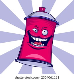 spray paint can monster character illustration. Street art style