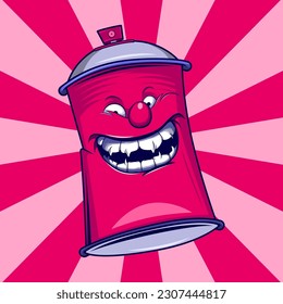 spray paint can monster character illustration. Street art style