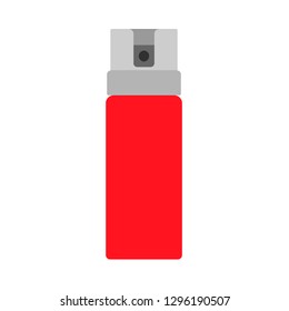 Spray paint can red graffiti aerosol vector icon equipment. Bottle tool street wall vandalism flat container