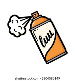 Spray paint can releasing a cloud of mist illustration with graffiti, container