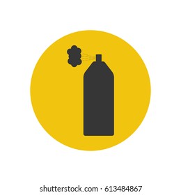 Spray paint can silhouette on the yellow background. Vector illustration