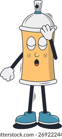 Spray Paint Cans Character. Vector Illustration in Groovy Cartoon Design.