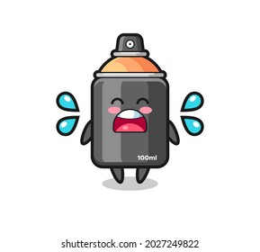 spray paint cartoon illustration with crying gesture , cute style design for t shirt, sticker, logo element