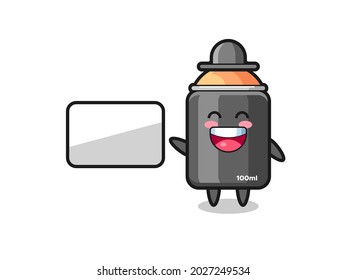 spray paint cartoon illustration doing a presentation , cute style design for t shirt, sticker, logo element