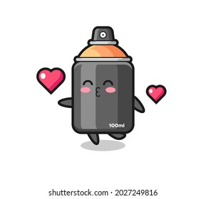 spray paint character cartoon with kissing gesture , cute style design for t shirt, sticker, logo element