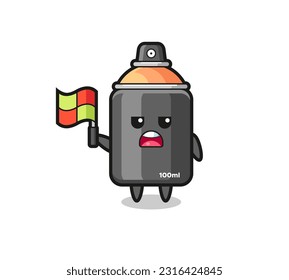 spray paint character as line judge putting the flag up , cute style design for t shirt, sticker, logo element