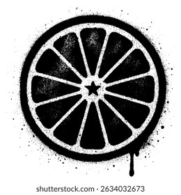 Spray Paint Citrus Slice Stencil Art with Star Center.