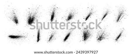 Spray paint dots and blots set. Splatter painted drips, grunge art splash texture, graffiti dirty sprayed paints. Splattered particles, splashes, drops. Hand drawn ink paint brush spots and blots. 