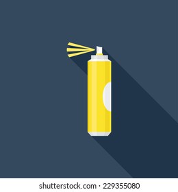 Spray paint flat icon. Modern flat icons with long shadow effect in stylish colors. Icons for Web and Mobile Application. EPS 10.