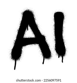 Spray paint graffiti abbreviation AI, ARTIFICIAL INTELLIGENCE over white.