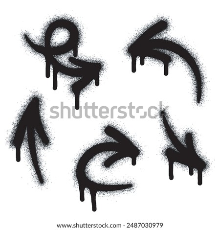 Spray Paint Graffiti arrow, sprayed icon arrow isolated on white background. Arrow symbol graffiti sprayed in black on white. Vector illustration.