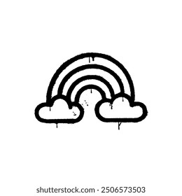 Spray Paint Graffiti clouds and rainbows, isolated on white background.