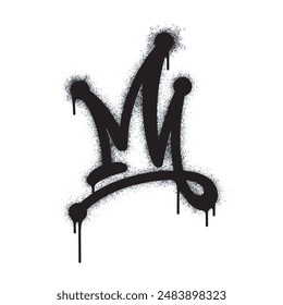 Spray Paint Graffiti Crown, sprayed icon crown isolated on white background. King symbol graffiti oversprayed in black on white. Vector illustration.