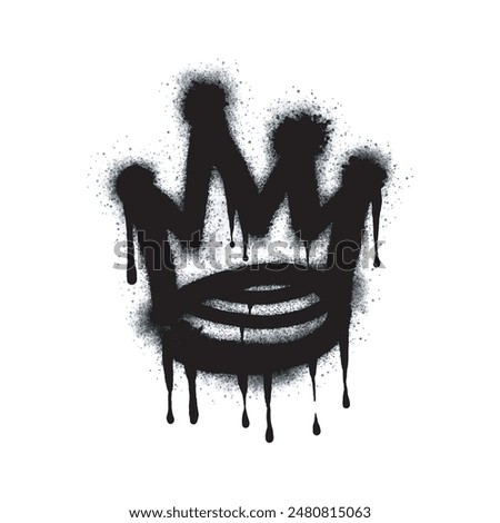 Spray Paint Graffiti Crown, sprayed icon crown isolated on white background. King symbol graffiti oversprayed in black on white. Vector illustration.

