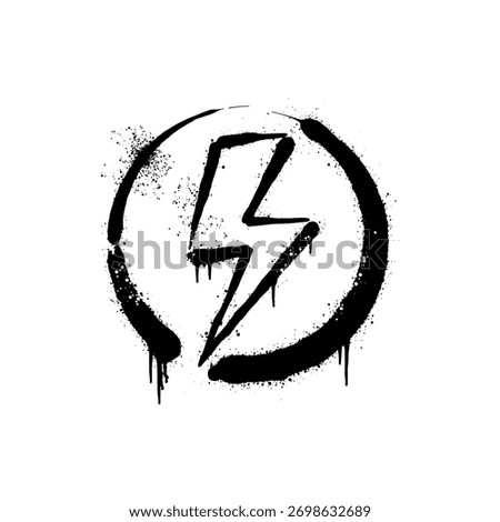 Spray Paint Graffiti of Electric Lightning Bolt Symbol in Circle