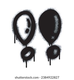 Spray Paint Graffiti Exclamation mark icon isolated on white background. graffiti exclamation mark symbol with overspray in black on white. Vector illustration.