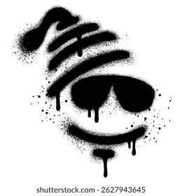 Spray Paint Graffiti Face usando óculos e gorro isolado no fundo branco. ilustração vetorial.
