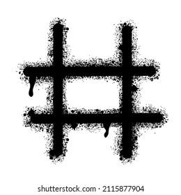 Spray paint graffiti hashtag symbol drawing by spots