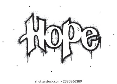 Spray paint graffiti hope symbol in black on white. Sprayed drops of Hope symbol logo. isolated on white background. vector illustration