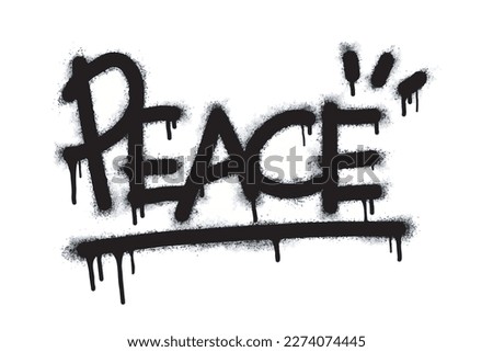 Spray paint graffiti peace symbol in black on white. Sprayed drops of Peace symbol logo. isolated on white background. vector illustration