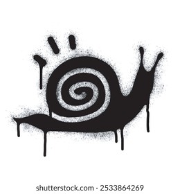 Spray paint the graffiti slug sign black on white. black snail symbol. isolated on white background. vector illustration

