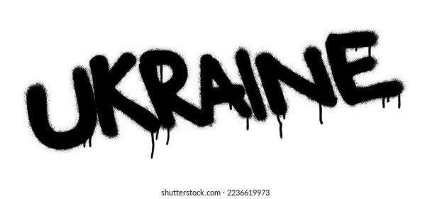 Spray paint graffiti tag UKRAINE. White background.