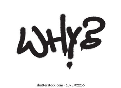 WHY? spray paint graffiti tag-question. White background.