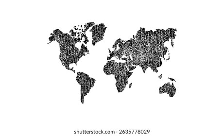 Spray Paint grunge World Map , black isolated silhouette