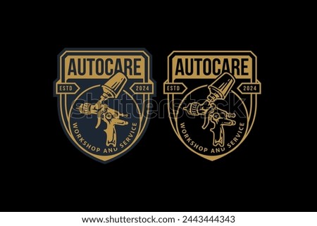 spray paint gun logo design for automotive service, garage, parts and racing company business