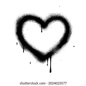 Spray Paint Heart isolated on White Background. Vector Symbol of Love for Happy Women's, Mother's, Valentine's Day, Birthday greeting card.  Street style. 