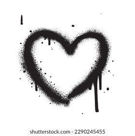 Spray Paint Heart isolated on White Background. Vector Symbol of Love for Happy Women's, Mother's, Valentine's Day, Birthday greeting card. Street style. 