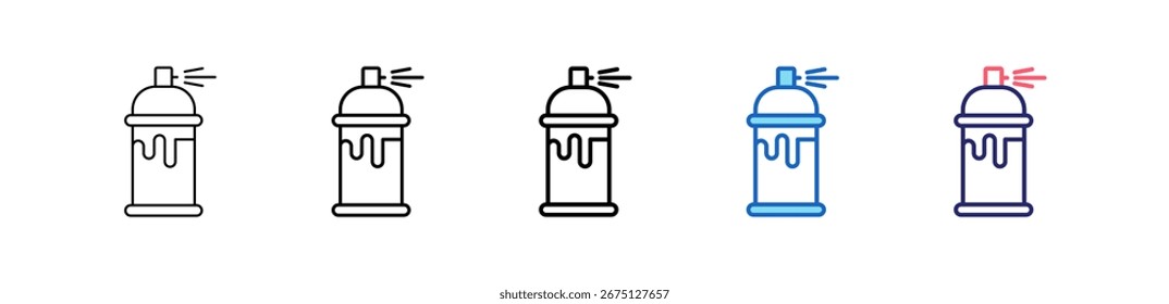 Spray Paint Icon In 5 Different Styles Set Collection.
