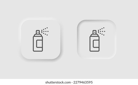 Spray paint icon in neumorphism style. Icons for business, white UI, UX. Aerosol symbol. Art, airbrush, deodorant, paint can. Neumorphic style. 