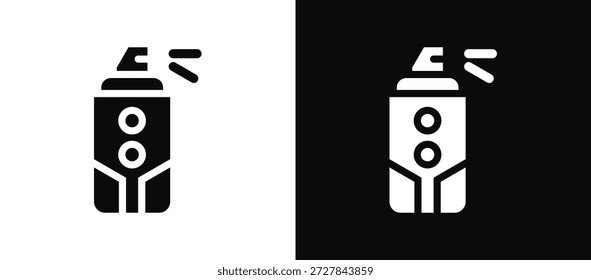 Ícone De Pintura De Pulverização Definido Em Preto-E-Branco