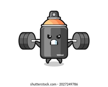 spray paint mascot cartoon with a barbell , cute style design for t shirt, sticker, logo element