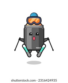 spray paint mascot character as a ski player , cute style design for t shirt, sticker, logo element