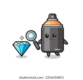 la mascota de pintura en aerosol está revisando la autenticidad de un diamante , diseño de estilo lindo para camiseta, pegatina, elemento logo